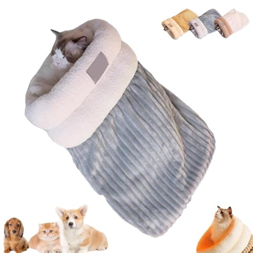 LXCJZY Cat Sleeping Bag,Cat Sleeping Bag for Indoor Cats,Soft Cat Sleeping Bag,360° Wrap Comfortable Pet Snuggle Sack,Cat Winter Soft Plush Cats Sack Self Warm Cats Bed (Blue, L) von LXCJZY