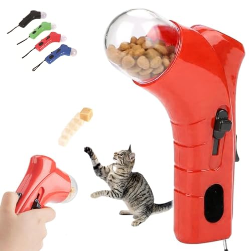 LXCJZY Cat Treat Gun, Cat Treat Launcher Gun, Handheld Interactive Pet Snack Catapult Dispenser, for Exercise Training Outdoor Play, Safe Material,Long-Term Use (Red) von LXCJZY