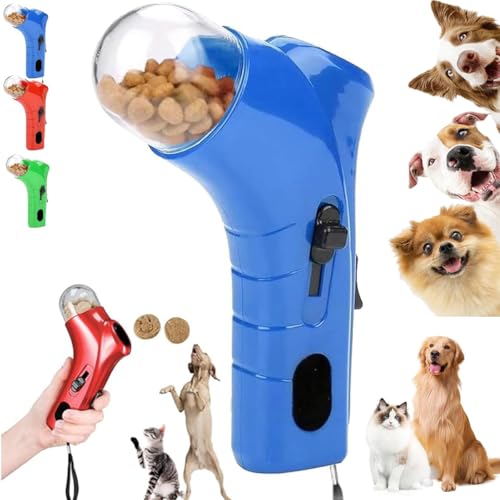 LXCJZY Cat Treat Shooter Gun, Interactive Puppy Award Snack Catapult Toy, Pet Food Thrower Dispenser, Pet Snacks Feeder for Indoor Outdoor, Handheld Home Pets Training Feeder (Blue ﻿) von LXCJZY