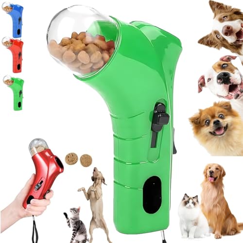 LXCJZY Cat Treat Shooter Gun, Interactive Puppy Award Snack Catapult Toy, Pet Food Thrower Dispenser, Pet Snacks Feeder for Indoor Outdoor, Handheld Home Pets Training Feeder (Green) von LXCJZY