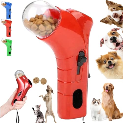 LXCJZY Cat Treat Shooter Gun, Interactive Puppy Award Snack Catapult Toy, Pet Food Thrower Dispenser, Pet Snacks Feeder for Indoor Outdoor, Handheld Home Pets Training Feeder (Red) von LXCJZY