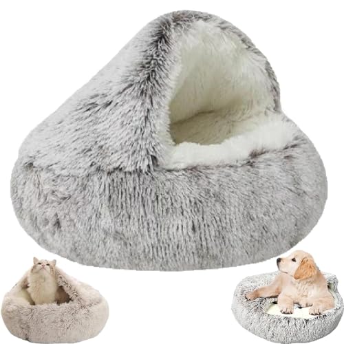 LXCJZY Cozy Cocoon Pet Bed,Cozy Cocoon Pet Bed for Dogs,Winter Pet Bed Dog Cave Bed Cat Hole Bed (40CM, Coffee Long Plush) von LXCJZY