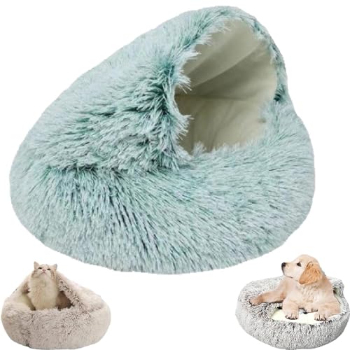 LXCJZY Cozy Cocoon Pet Bed,Cozy Cocoon Pet Bed for Dogs,Winter Pet Bed Dog Cave Bed Cat Hole Bed (40CM, Green Short Plush) von LXCJZY