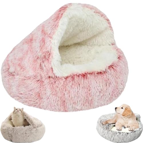 LXCJZY Cozy Cocoon Pet Bed,Cozy Cocoon Pet Bed for Dogs,Winter Pet Bed Dog Cave Bed Cat Hole Bed (40CM, Pink Long Plush) von LXCJZY