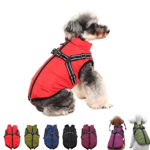 LXCJZY Furry King Dog Winter Coat, Furryking 3 in 1 Winter Jacket, Dog Jacket for Small Medium Large Dogs, Pet Outdoor Jacket, Waterproof Windproof Dog Snow Jacket with Zipper. (Red, L) von LXCJZY