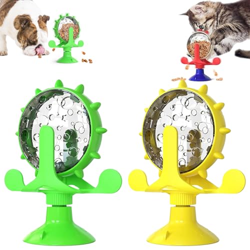 LXCJZY LallyPet Food Spinning Windmill, Spinning Dog Treat Dispenser, 360° Rotating Treat Dispenser Toy with Suction Cup, Food Spinning Windmill for Small Pets Such As Cats&Dogs (2PC-A) von LXCJZY