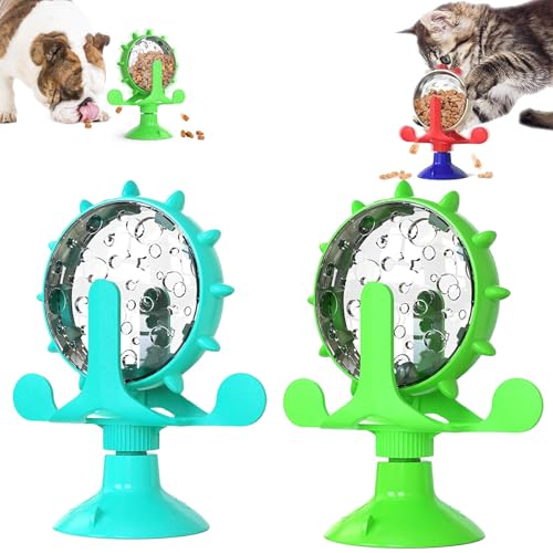 LXCJZY LallyPet Food Spinning Windmill, Spinning Dog Treat Dispenser, 360° Rotating Treat Dispenser Toy with Suction Cup, Food Spinning Windmill for Small Pets Such As Cats&Dogs (2PC-B) von LXCJZY