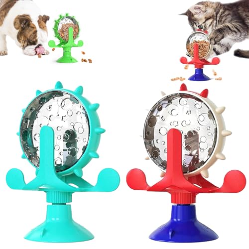 LXCJZY LallyPet Food Spinning Windmill, Spinning Dog Treat Dispenser, 360° Rotating Treat Dispenser Toy with Suction Cup, Food Spinning Windmill for Small Pets Such As Cats&Dogs (2PC-C) von LXCJZY