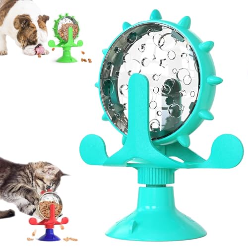 LXCJZY LallyPet Food Spinning Windmill, Spinning Dog Treat Dispenser, 360° Rotating Treat Dispenser Toy with Suction Cup, Food Spinning Windmill for Small Pets Such As Cats&Dogs (Blue) von LXCJZY