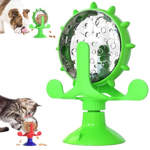 LXCJZY LallyPet Food Spinning Windmill, Spinning Dog Treat Dispenser, 360° Rotating Treat Dispenser Toy with Suction Cup, Food Spinning Windmill for Small Pets Such As Cats&Dogs (Green) von LXCJZY