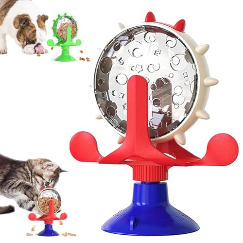 LXCJZY LallyPet Food Spinning Windmill, Spinning Dog Treat Dispenser, 360° Rotating Treat Dispenser Toy with Suction Cup, Food Spinning Windmill for Small Pets Such As Cats&Dogs (Red) von LXCJZY