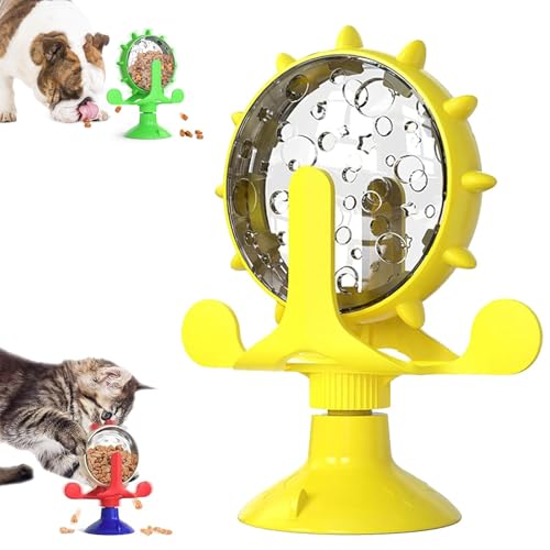 LXCJZY LallyPet Food Spinning Windmill, Spinning Dog Treat Dispenser, 360° Rotating Treat Dispenser Toy with Suction Cup, Food Spinning Windmill for Small Pets Such As Cats&Dogs (Yellow) von LXCJZY