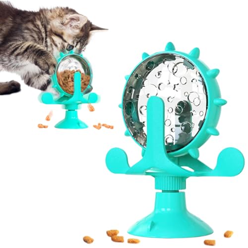 LXCJZY Lallypet - Lally Pet Food Spinning Windmill, 2025 New Dog Cat Exercise Wheel, Fun Interactive Cat Food Treats Dispenser Toy, 360° Rotating Dog Cat Treat Feeder with Suction Cup (Blue) von LXCJZY