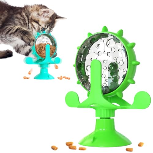 LXCJZY Lallypet - Lally Pet Food Spinning Windmill, 2025 New Dog Cat Exercise Wheel, Fun Interactive Cat Food Treats Dispenser Toy, 360° Rotating Dog Cat Treat Feeder with Suction Cup (Green) von LXCJZY