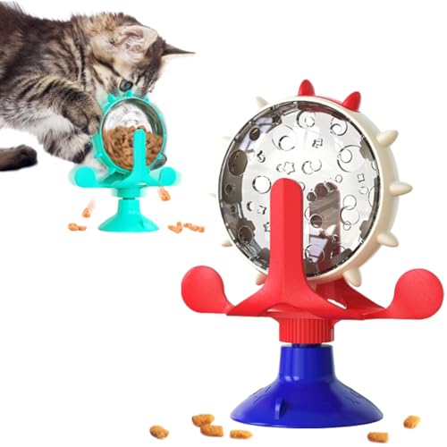 LXCJZY Lallypet - Lally Pet Food Spinning Windmill, 2025 New Dog Cat Exercise Wheel, Fun Interactive Cat Food Treats Dispenser Toy, 360° Rotating Dog Cat Treat Feeder with Suction Cup (Red) von LXCJZY