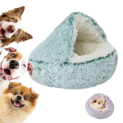 LXCJZY Lapcatz Nest Bed,Cat Cave Bed,Beds for Indoor Cats Cave & Calming Dog Beds, Semi-Enclosed Pet Nest,Cat Cave Beds,Anti-Slip Faux Fur Fluffy Coved Bed (Green-Long Velvet, 15.7in) von LXCJZY