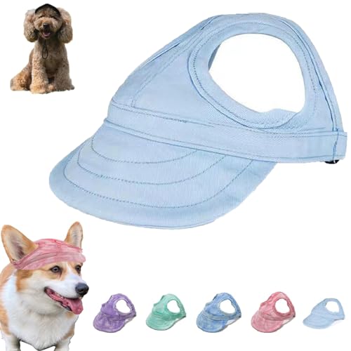 LXCJZY Outdoor Sun Protection Hood for Dogs, Adjustable Dog Sun Protection Baseball Hat Cap, Pet Baseball Cap Outdoor Sports Sun Hat with Ear Holes Dog Sun Protection Hat. (Light Blue, L) von LXCJZY