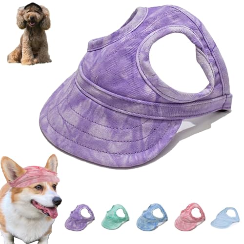 LXCJZY Outdoor Sun Protection Hood for Dogs, Adjustable Dog Sun Protection Baseball Hat Cap, Pet Baseball Cap Outdoor Sports Sun Hat with Ear Holes Dog Sun Protection Hat. (Purple, L) von LXCJZY