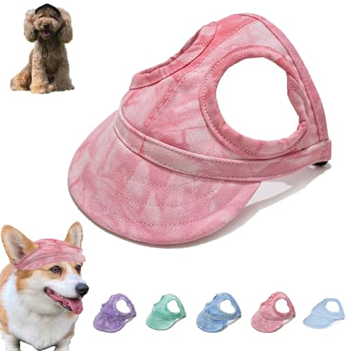 LXCJZY Outdoor Sun Protection Hood for Dogs, Adjustable Dog Sun Protection Baseball Hat Cap, Pet Baseball Cap Outdoor Sports Sun Hat with Ear Holes Dog Sun Protection Hat. (pink, L) von LXCJZY