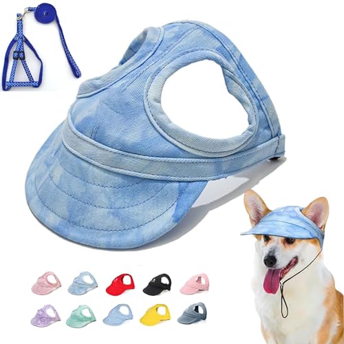 LXCJZY Outdoor Sun Protection Hood for Dogs,Hat Sun Protection Visors for Dogs,Dog Sun Hat with Ear Holes, Pet Baseball Cap Outdoor Sports Sun Hat with Ear Holes (Blue, L) von LXCJZY