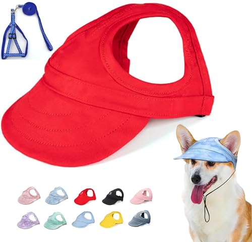 LXCJZY Outdoor Sun Protection Hood for Dogs,Hat Sun Protection Visors for Dogs,Dog Sun Hat with Ear Holes, Pet Baseball Cap Outdoor Sports Sun Hat with Ear Holes (Red, L) von LXCJZY