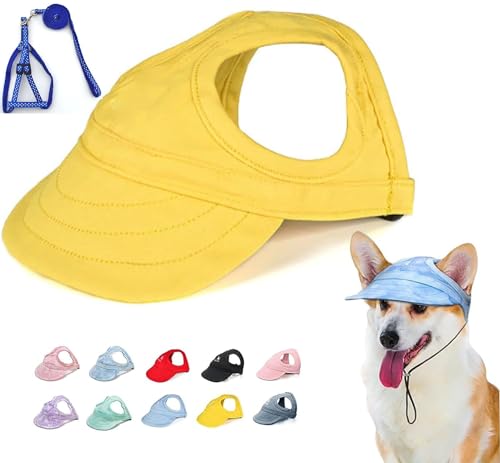 LXCJZY Outdoor Sun Protection Hood for Dogs,Hat Sun Protection Visors for Dogs,Dog Sun Hat with Ear Holes, Pet Baseball Cap Outdoor Sports Sun Hat with Ear Holes (Yellow, L) von LXCJZY