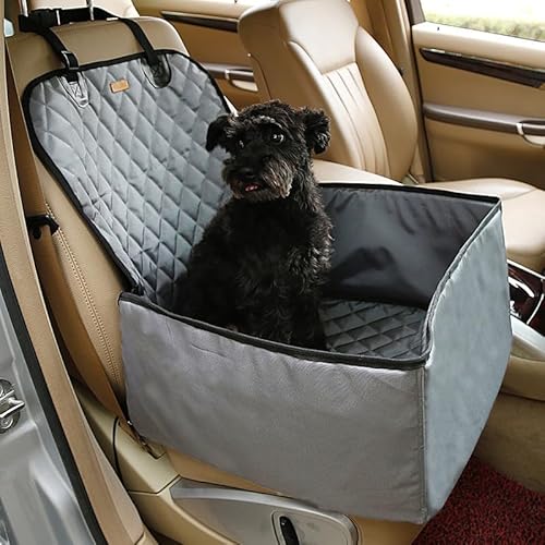 Hunde Autositz 2 in 1 Auto-Front-Haustier-Autositzbezug, wasserdicht, for Welpenkorb, rutschfest, for Haustier-Autoträger, Hund, Katze, Auto-Booster, Outdoor-Reisen(B-Dark grey) von LXHZSY