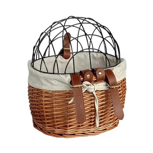 Bicycles Rattan Storage Basket Woven Storage Basket Adults Bike Woven Storage Basket With Lid Woven Bike Pet Basket von LXJLXD