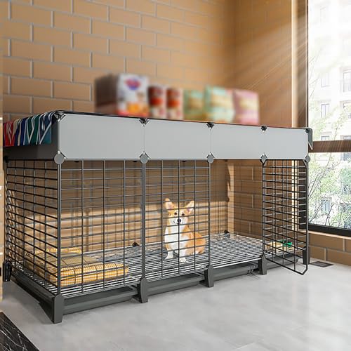 Hundekäfig aus Metalldraht für den Innenbereich, faltbarer Welpen-Hundekäfig, Hundehütte, mit abnehmbarem Tablett, leicht zu reinigen und zusammenzubauen (Größe: 142 x 47 x 63 cm) Warm as ever von LXMBHAM