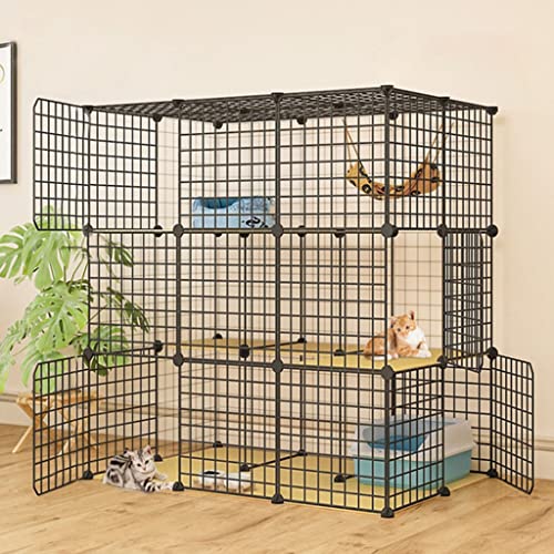 LXMBHAM Großer Katzenkäfig mit Mehreren Türen, Innenlaufstall für Katzen, abnehmbare Zwinger aus Metalldraht, großer Übungsort, ideal für 1–3 Katzen (Größe: 109 x 111 x 75 cm) Warm as Ever von LXMBHAM