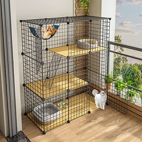 LXMBHAM Katzenhaus, Katzenkäfig, Katzenzaun mit Vordertür, Verschiedene Größen zur Auswahl, DIY-Zwingerbox, Sportplatz, geeignet für 1–2 Katzen (Größe: 111 x 49 x 109 cm) Warm as Ever von LXMBHAM