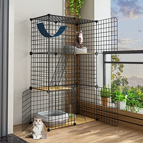 LXMBHAM Katzenhaus, Katzenkäfig, Katzenzaun mit Vordertür, Verschiedene Größen zur Auswahl, DIY-Zwingerbox, Sportplatz, geeignet für 1–2 Katzen (Größe: 75 x 39 x 109 cm) Warm as Ever von LXMBHAM