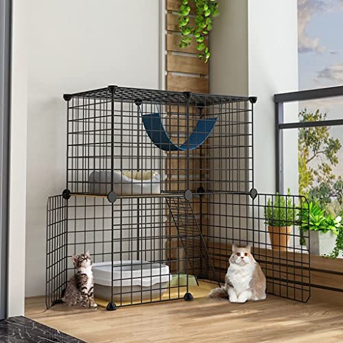 LXMBHAM Katzenhaus, Katzenkäfig, Katzenzaun mit Vordertür, Verschiedene Größen zur Auswahl, DIY-Zwingerbox, Sportplatz, geeignet für 1–2 Katzen (Größe: 75 x 39 x 73 cm) Warm as Ever von LXMBHAM