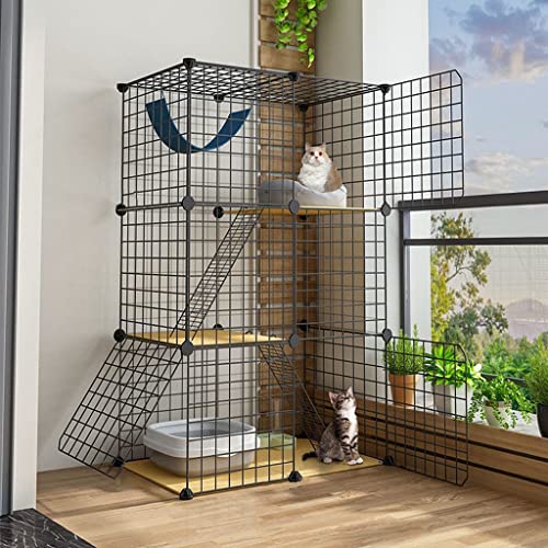 LXMBHAM Katzenhaus, Katzenkäfig, Katzenzaun mit Vordertür, Verschiedene Größen zur Auswahl, DIY-Zwingerbox, Sportplatz, geeignet für 1–2 Katzen (Größe: 75 x 49 x 109 cm) Warm as Ever von LXMBHAM