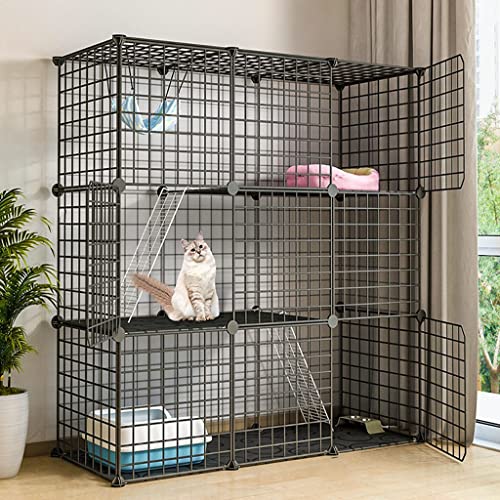 LXMBHAM Katzenkäfig, Katzenkäfig für den Innenbereich, DIY-Katzenzaun, Abnehmbarer Metalldraht, Kiste, großer Spielplatz, mehrere Größen für Katzenkäfige (Größe: 111 x 39 x 109 cm) Warm as Ever von LXMBHAM