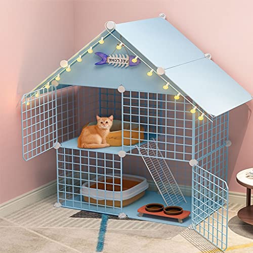 LXMBHAM Katzenkäfig, Katzenzaun, Abnehmbarer Metalldraht, für den Innenbereich, DIY, Hundehütte, Kiste, großes Training, ideal für 1–2 Katzen (Größe: 75 x 39 x 110 cm) Warm as Ever von LXMBHAM