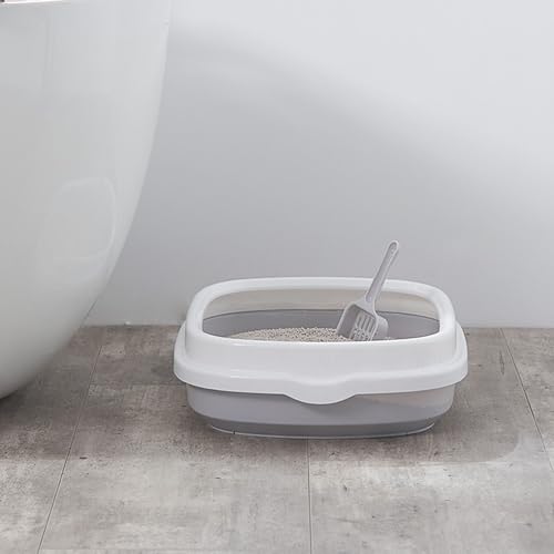 Halbgeschlossene Katzentoilette, spritzwassergeschützte Katzentoilette mit hohem Rand, Katzentoilette, Haustierprodukte(Gray) von LXP