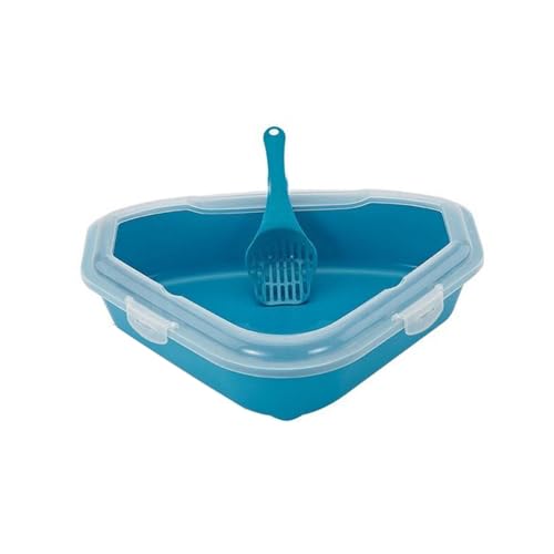 Halbgeschlossene dreieckige Katzentoilette, Katzentoilette for Katzenkäfige, 43,5 cm spritzwassergeschützte Ecktoilette(Blu) von LXP