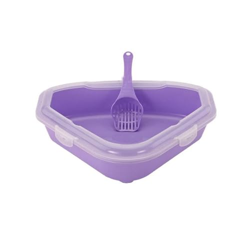 Halbgeschlossene dreieckige Katzentoilette, Katzentoilette for Katzenkäfige, 43,5 cm spritzwassergeschützte Ecktoilette(Purple) von LXP