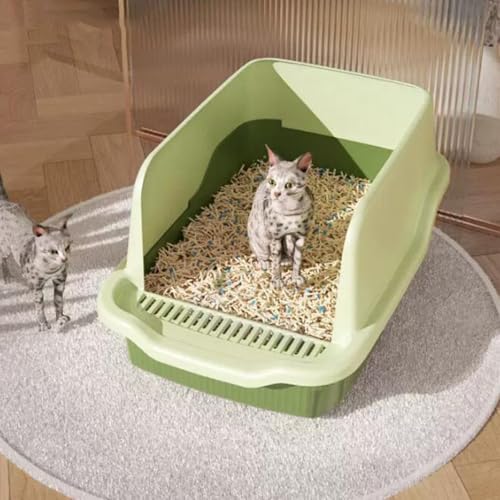 Katzentoilette, Vollständig Offen Halbgeschlossen, Spritzwassergeschützte Katzentoilette Katzenprodukte Erhöht(Groen) von LXP