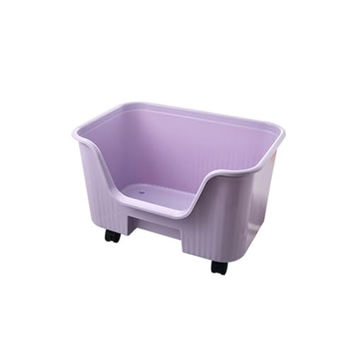Katzentoilette, abnehmbar mit Rädern, lila Katzentoilette, halbgeschlossene dicke Katzentoilette(Purple with Wheels) von LXP