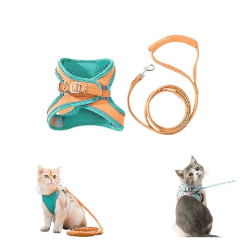 Cat Harness and Leash Set, Breathable Safe Easy Walk No Pull Dog Harness, Escape Proof Adjustable Harness, for Small Dogs and Cats (Green, 3XL) von LXSNZARUY