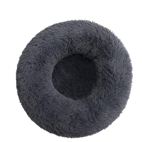 LXSNZARUY Furry Cat Donut, Cute Cat Donut Bed, Washable Calming Pet Bed for Cats Dogs, Winter Non-Slip Round Plush Pet Nest (Dark Gray, 100cm) von LXSNZARUY