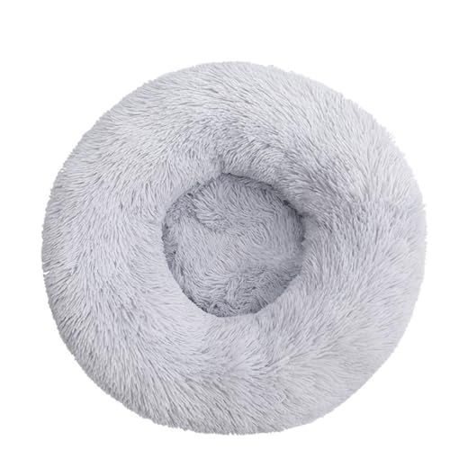 LXSNZARUY Furry Cat Donut, Cute Cat Donut Bed, Washable Calming Pet Bed for Cats Dogs, Winter Non-Slip Round Plush Pet Nest (Light Gray, 100cm) von LXSNZARUY