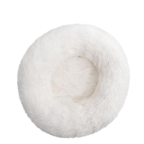 LXSNZARUY Furry Cat Donut, Cute Cat Donut Bed, Washable Calming Pet Bed for Cats Dogs, Winter Non-Slip Round Plush Pet Nest (White, 100cm) von LXSNZARUY