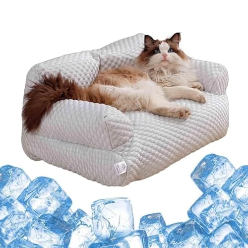 LXSNZARUY Ice Silk Cooling Pet Bed Breathable Washable Dog Sofa Bed,Removable Summer Sleeping Cool Bed with Small Pillow,Anti-Slip Cooling Pad for Cats and Dogs (Purple, 2XL) von LXSNZARUY