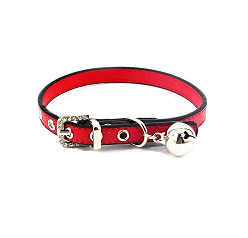 Halsband für Haustiere, Welpen, Hunde und Katzen, Halsband, Leine, Halskette, Kristallschnalle mit Glöckchen, PU-Leder, Haustierhalsband, Leine für kleine Hunde (Farbe: 8, Größe: XS) (2 S) von LXYDPZ