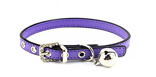 Halsband für Haustiere, Welpen, Hunde und Katzen, Halsband, Leine, Halskette, Kristallschnalle mit Glöckchen, PU-Leder, Haustierhalsband, Leine für kleine Hunde (Farbe: 8, Größe: XS) (6 X) von LXYDPZ