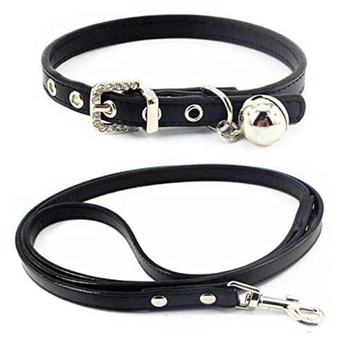 Halsband für Haustiere, Welpen, Hunde und Katzen, Halsband, Leine, Halskette, Kristallschnalle mit Glöckchen, PU-Leder, Haustierhalsband, Leine für kleine Hunde (Farbe: 8, Größe: XS) (9 X) von LXYDPZ