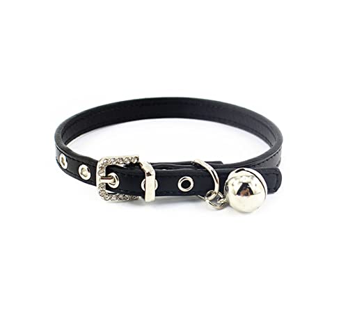 Halsband für Haustiere, Welpen, Hunde und Katzen, Halsband, Leine, Halskette mit Kristallschnalle und Glöckchen, PU-Leder, Haustierhalsband, Leine für kleine Hunde (Farbe: 8, Größe: XS) (1 x) von LXYDPZ